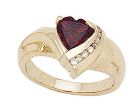 10K Gold Heart Shape Garnet and Diamond Ring