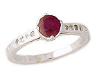 Art Deco Ruby and Diamond Crown Ring, 14K White Gold