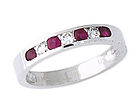 Ruby and Diamond Stackable Channel Ring, 14K White Gold