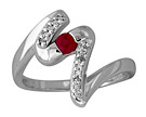 Diamond and Ruby Wave Ring, 14K White Gold